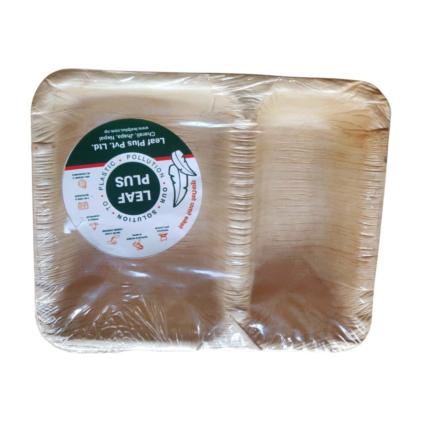 Arcea Leaf Plate ( Supari Paat Ko Plate ) Two Partition  Plate 22 cm 15 pcs of Pack